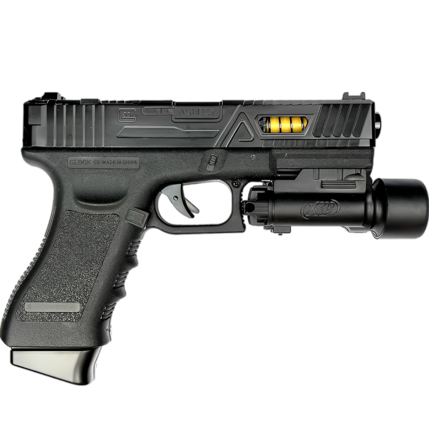 Glock G18 electric gel blaster pistol with a lamp