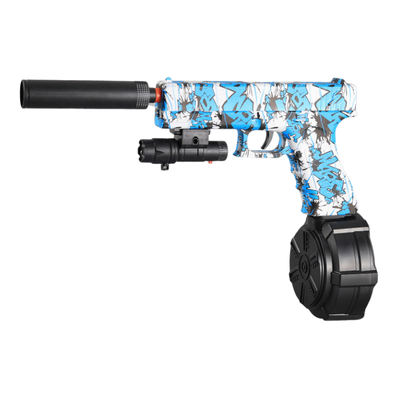 Glock 18 blue and white graffiti gel blaster electric pistol for stylish flair