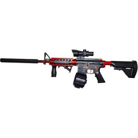 M4A1 Drum Weihui gel blaster, electric red and black assault model