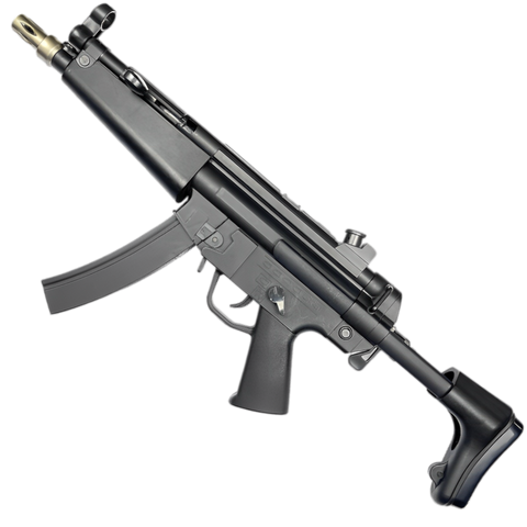 MP5 orby gun in black finish with nylon body, metal gears, and adjustable buttstock for CQB battles