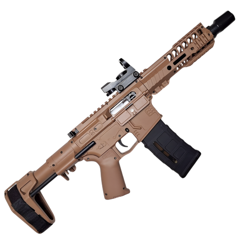 Lightweight Sand SLR 1.0 Gel Blaster with dual-mode selector and holographic sight