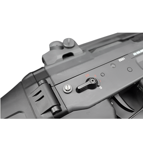 LeHui SIG-552 gel blaster with full-auto mode, semi-auto, and 3-shot burst firing options.